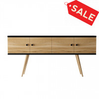 Manhattan Comfort 1022152 Theodore 60.0 Sideboard with 2 Shelves in Black and Cinnamon